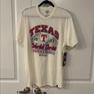 NWT 47 Men's Cream Texas Rangers World Series T-Shirt size M
